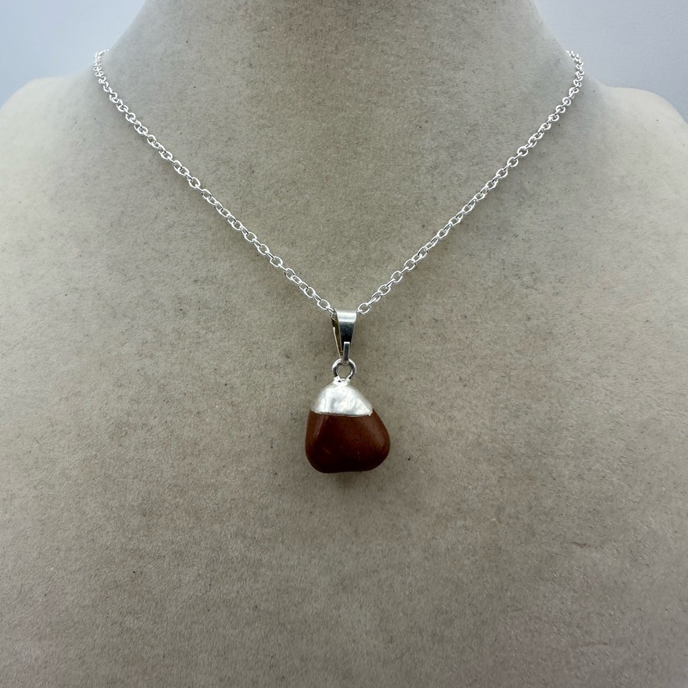 Silver and Red Pendant Necklace - Picture 3 of 5